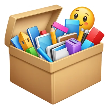 Box full of desktop objects  sticker