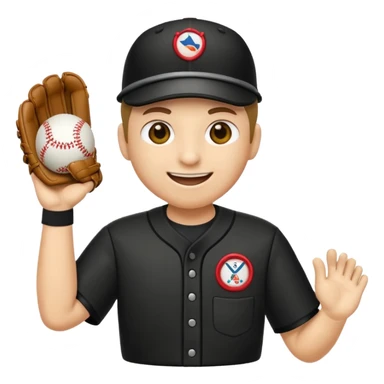 emoji de iOS de un umpire haciendo señal de strike en beisbol sticker
