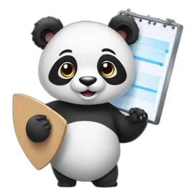 a panda holding a results board sticker