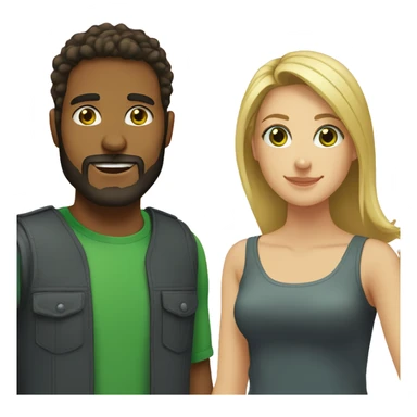 brunette 25 year old male with beard with green eyed blonde 25 year old woman sticker