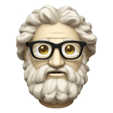 Ancient Greek King Odysseus Statue Face Only, Nerd, Glasses, Off-white, No color sticker