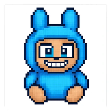 Isolate the blue bunny plushie from the image, preserving all original details and colors, with a transparent background. sticker