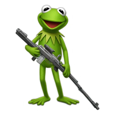 kermit the frog with a weapon sticker
