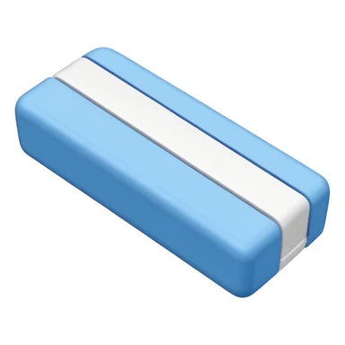 A single rubber white eraser with dark blue and light blue wrap sticker
