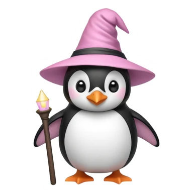 Penguin With Light Pink Witch Hat  sticker
