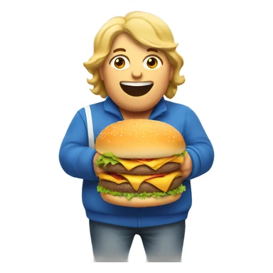 A big fat person eating a burger sticker