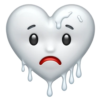 The heatbroken emoji in white with sticky white liquid Ozzing out of it with no face sticker