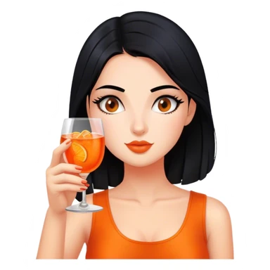 Girl with black hair drinking aperol spritz sticker