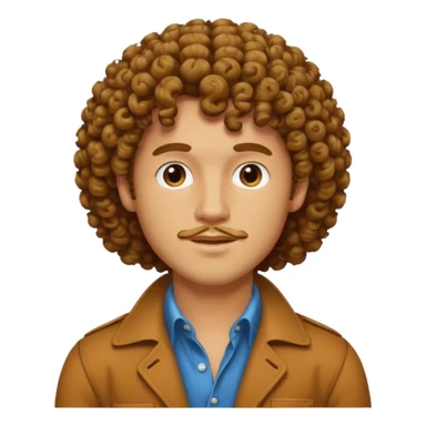70s 80s men with curly hair style  sticker