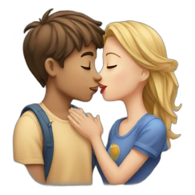 Girl and Boy Both Kissing on Lips  sticker