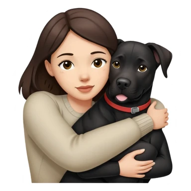 Brunette hugging a big black labrador/american staffordshire dog sticker