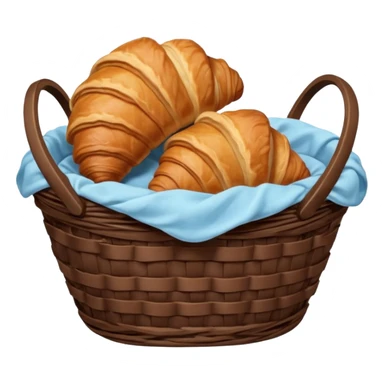 Croissant with poured chocolate in a pale blue wicker basket sticker