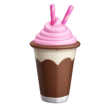 Chocolate milkshake with a pink straw sticker