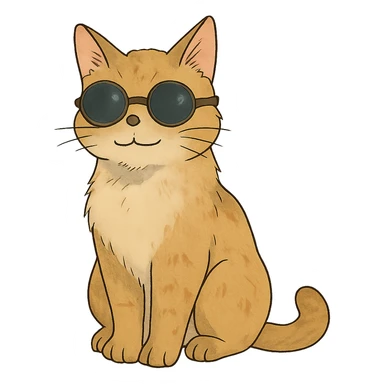 ghibli style cat wearing sunglasses sticker