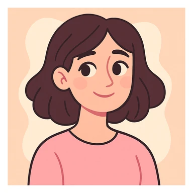 tasteful portrait of a brunette woman, soft pastel colors, gentle expression, pastel toon style sticker
