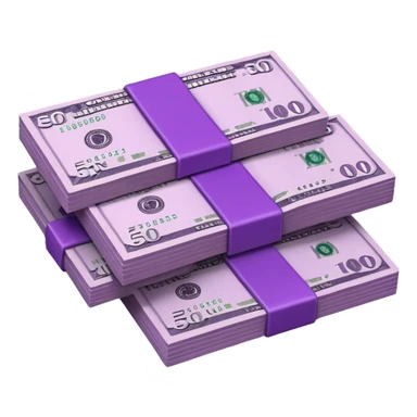 billetes en 3d morados en png sticker