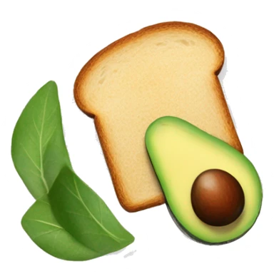 Slice of Bread with one Salad leaf and Avocado slice on top sticker