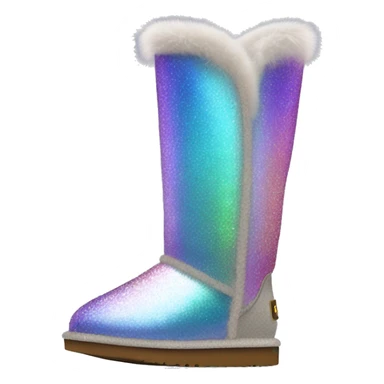 Realistic iridescent Sparkle glitter and fur Ugg boots. sticker