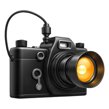 photo camera with a small lamp next to it sticker