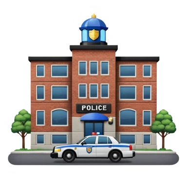 police department building with police cars near sticker