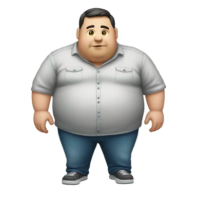 Fat man with overshirt zoomin sticker