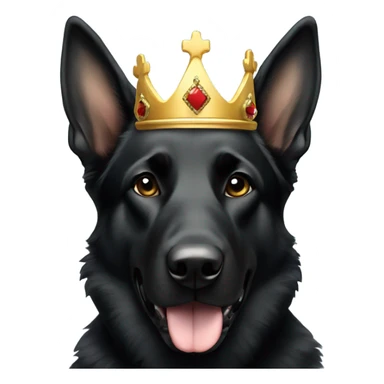 Black German Shepherd with a crown sticker