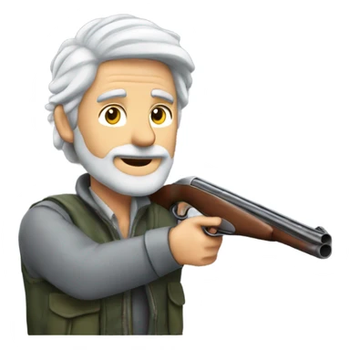 Long grey haired man Clay pigeon shooting sticker