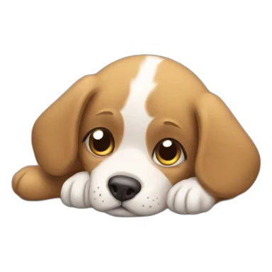 a puppy who doesn't like his food, sad style, dramatic sticker