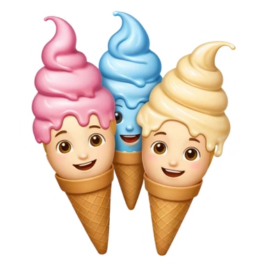 happy children with melting ice cream cones sticker