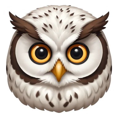 white olw, 45 degree rotate head, questionning sticker