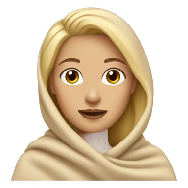 Blonde woman wearing a beige blanket sticker