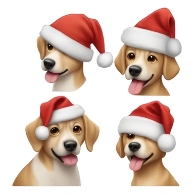 Een hond met een kerstmuts op sticker