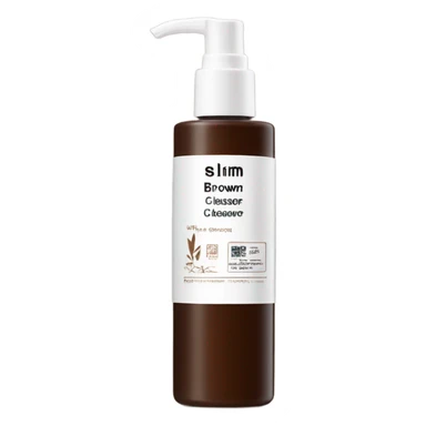 slim and tall brown oil cleanser bottle with white chinese label and white pump sticker