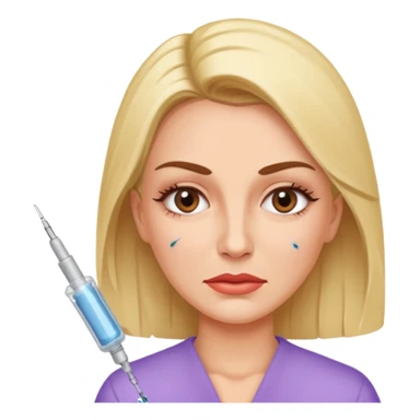 Woman taking a botox injection in the face sticker