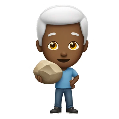 a man holding a rock sticker