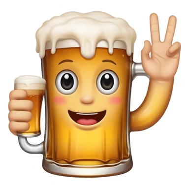 Beer with hand waving coming out of the top sticker