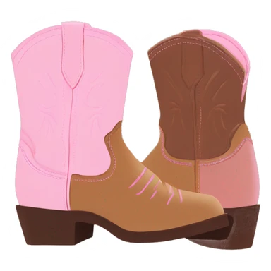 Brown and baby pink cowgirl boots square toe sticker