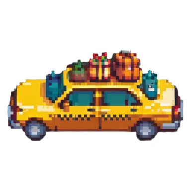 taxi cab airport transfer with luggage sticker