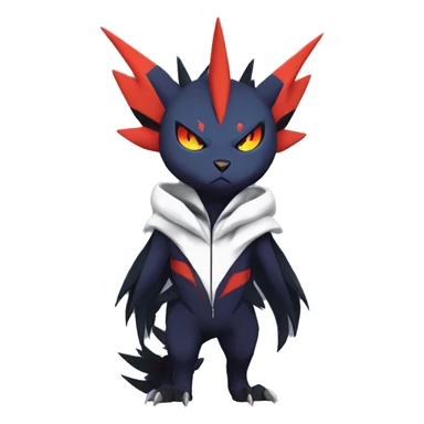 Cool Dark Edgy Absol-Noivern-Quilava-Litten-Pokémon with edgy stripes hoodie spiked collar punk Full Body sticker