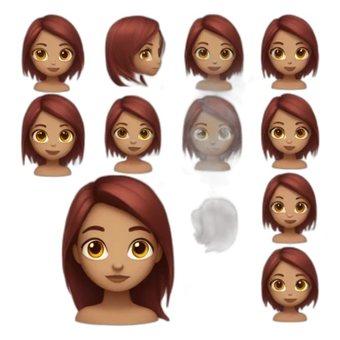 Girl bronze skin with dark red straight hair, Hanzel eyes sticker