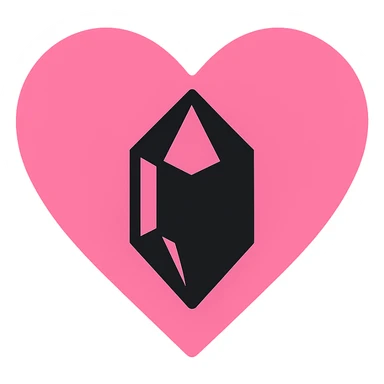 gothic heart with a dark crystal, color icon filled style, pink and black sticker