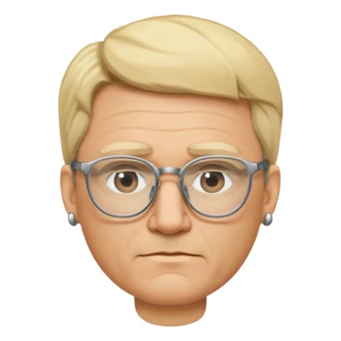blond middle aged man wearing  big earrings, wearing glassess, with no beard sticker