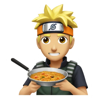 Naruto comiéndose una paella  sticker