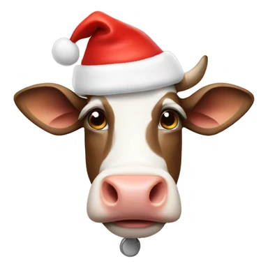cow wearing a santa hat sticker