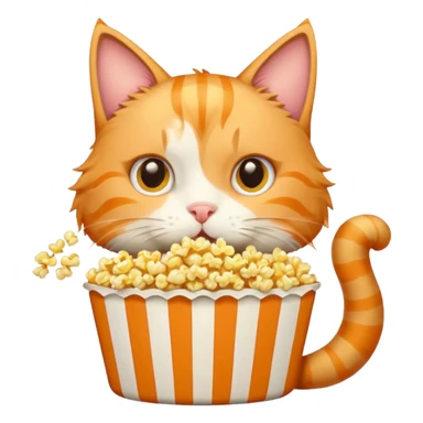 cat eat pop corn sticker