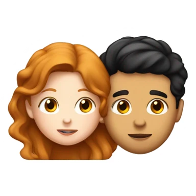 brunette whit girl kissing ginger white boy sticker