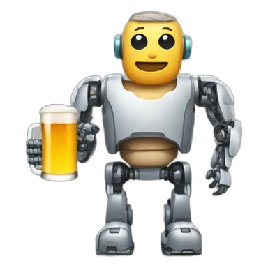 man with robotic body and a beer in hand sticker