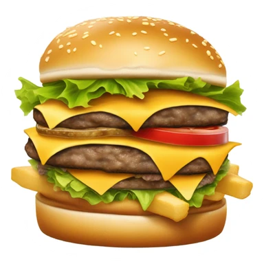 Double cheeseburger and French fries  sticker