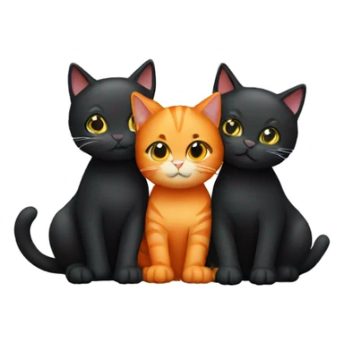 2 orange cats and one black cat hugging  sticker