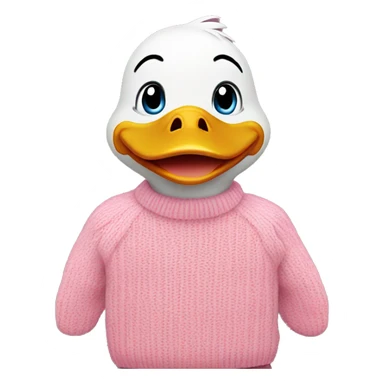 Happy duck in a pink sweater sticker